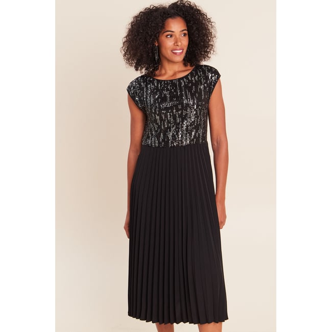 Robe midi évasée gris foncé <span itemprop=