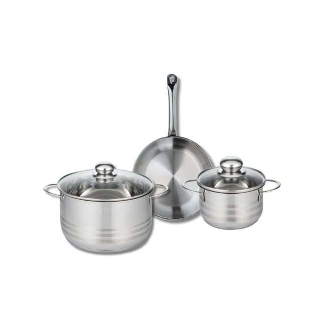 Batterie 1 poêle 24cm + 2 faitouts 16/24cm PROFI BRILLANT gris <span itemprop=