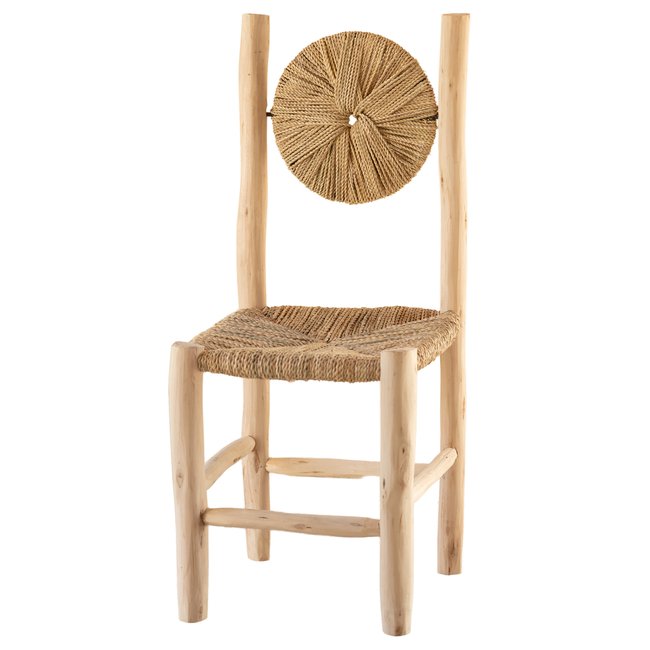 Chaise bois dossier rond -  LOJI Couleur naturel <span itemprop=