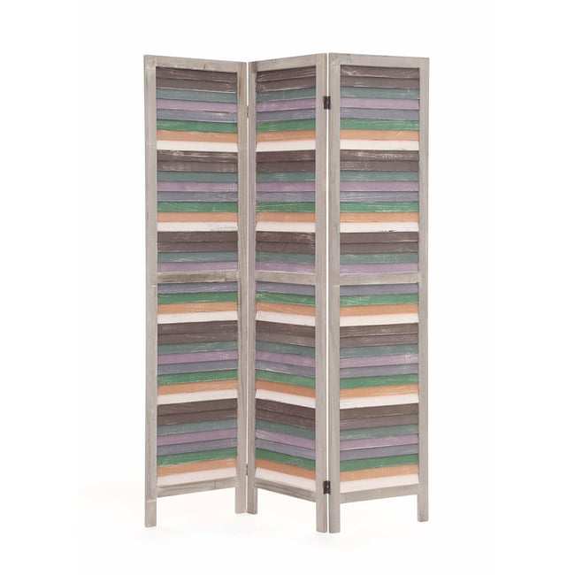 Paravent en BOIS de pin cérusé, PROVENCE Couleur gris <span itemprop=