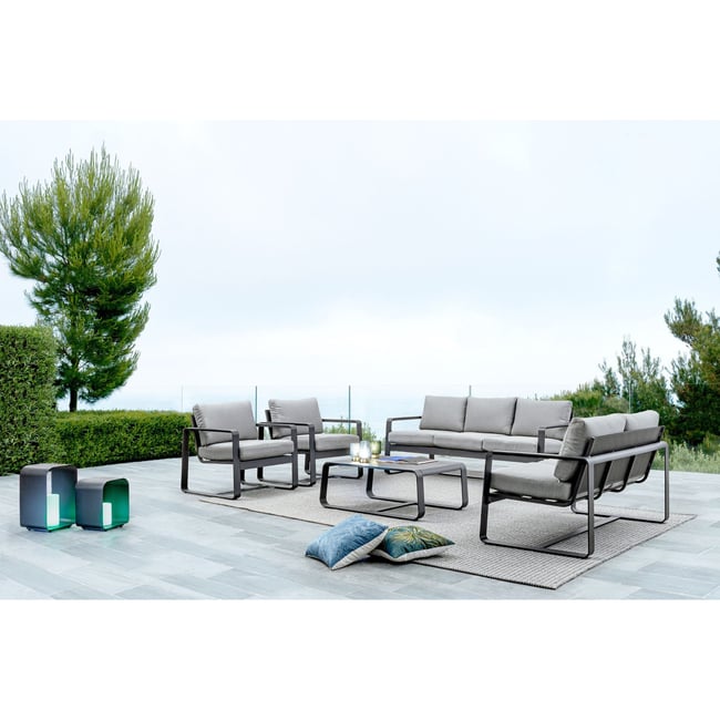 Table basse de jardin rectangulaire en métal L105 - ETRETAT Couleur anthracite <span itemprop=