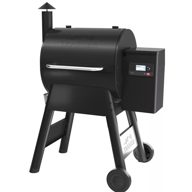 Barbecue pellet Pro 575 noir sur chariot, grille haute 56x18 cm, grille basse 56x48 cm noir <span itemprop=