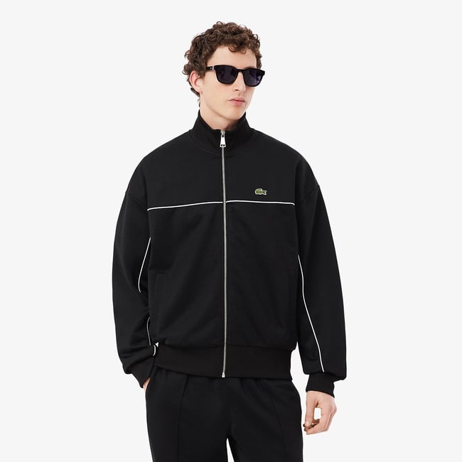 Veste de survêtement zippée en piqué noir <span itemprop=