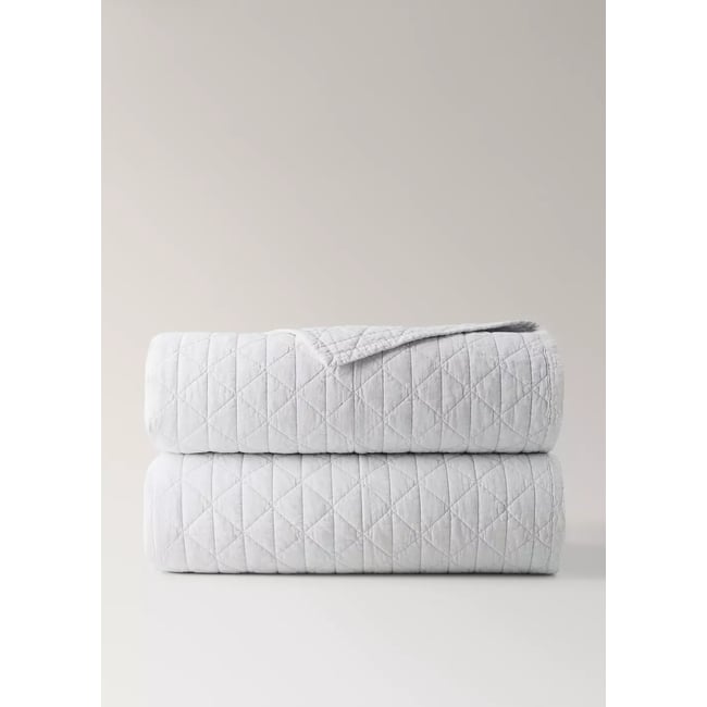 Couvre-lit 100 % coton losanges lit 90 cm gris <span itemprop=