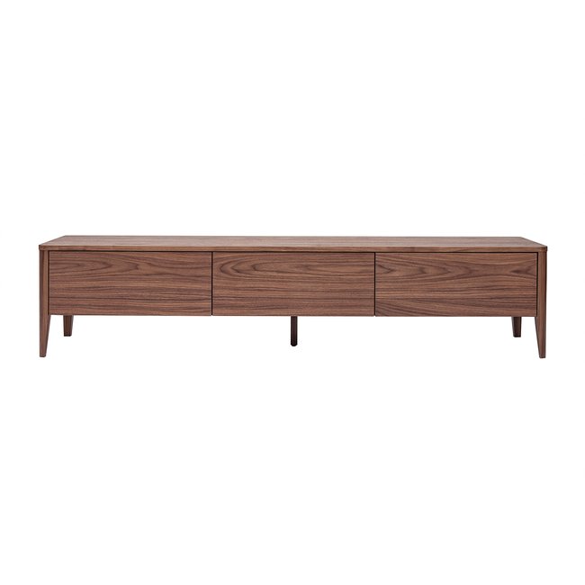 Meuble TV bois foncé noyer 3 tiroirs L180 cm BENJA Couleur noyer <span itemprop=