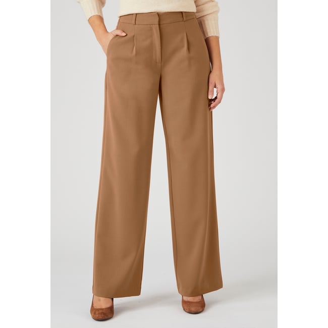 Pantalon large et fluide bi-stretch marron <span itemprop=