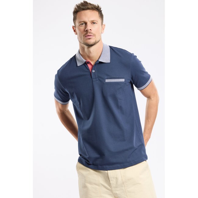 Polo Bérac - coton marine deep/slate rose <span itemprop=