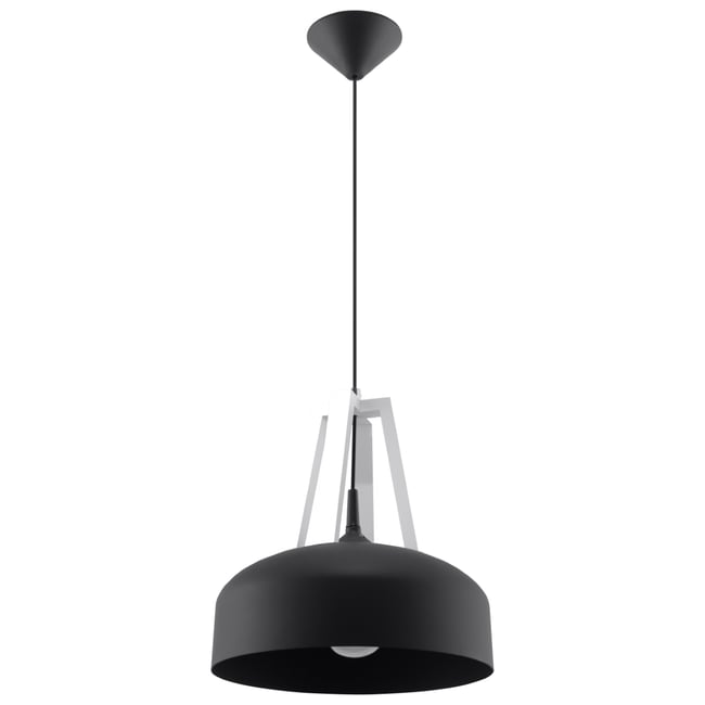 Suspension Acier Noir/Blanc E27 1 Casco Couleur noir <span itemprop=