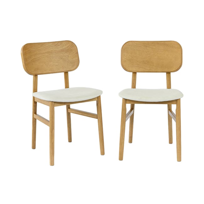 Chaise vintage bois d'hévéa et tissu (lot de 2) OLYMPIE - SWEEEK