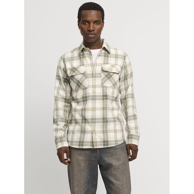 Overshirt aus Flanell ecru kariert <span itemprop=