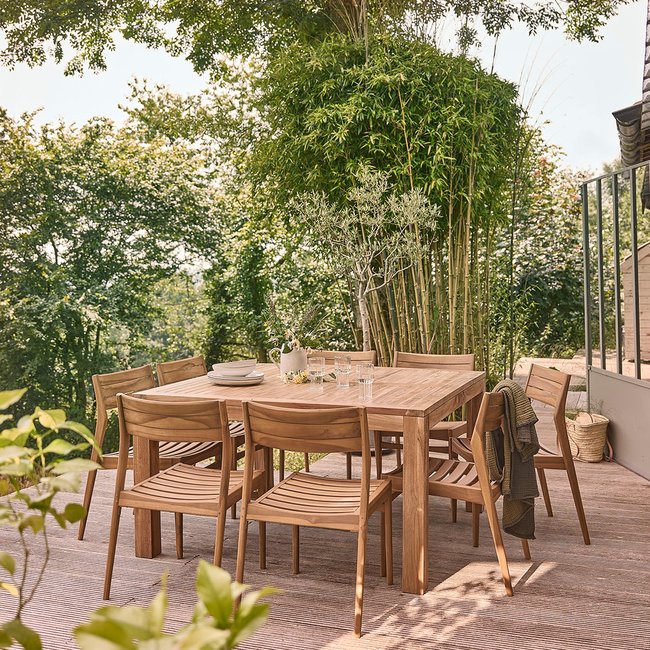 Salon de jardin en teck massif 8 personnes  MALTE naturel <span itemprop=
