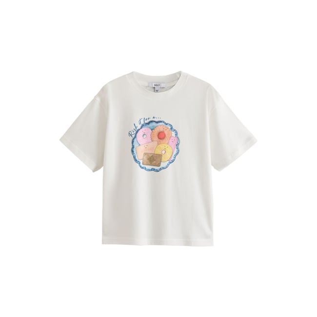 T-shirt oversize à motif biscuits blanc <span itemprop=