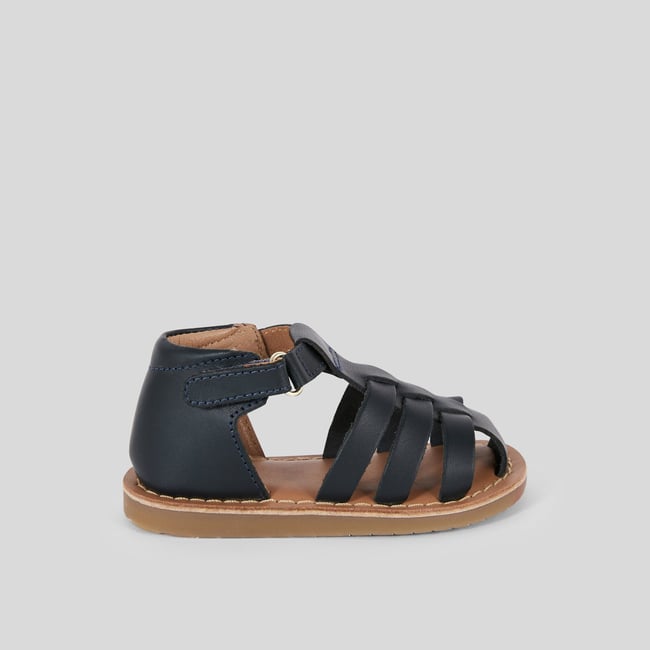 Sandales bébé en cuir responsable marine <span itemprop=