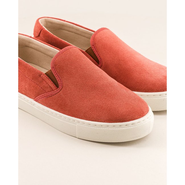 Basket slip-on mixte cuir suède terracotta ELLIS terracotta <span itemprop=