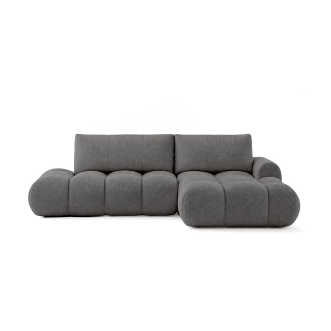 Canapé d'Angle Convertible en Tissu bouclette 4 places - YULIN - LISA DESIGN