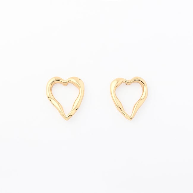 Boucles d'oreilles cœur irrégulier - Collection Recyclée doré <span itemprop=