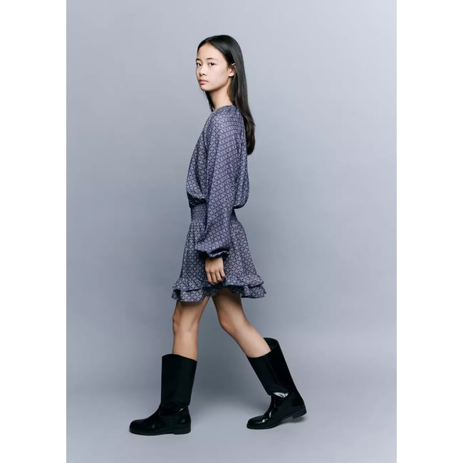 Robe à fleurs bleu marine <span itemprop=