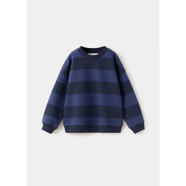Sweat-shirt coton rayures bleu marine foncé <span itemprop=