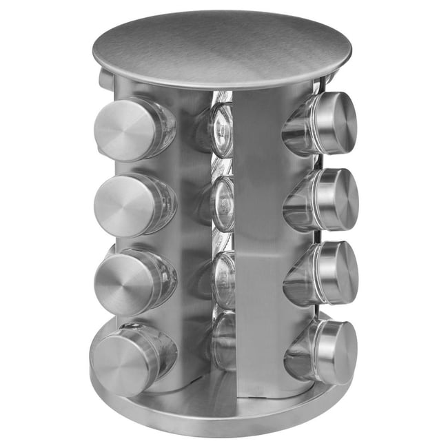 Support rotatif 16 pots à épices Couleur argent <span itemprop=