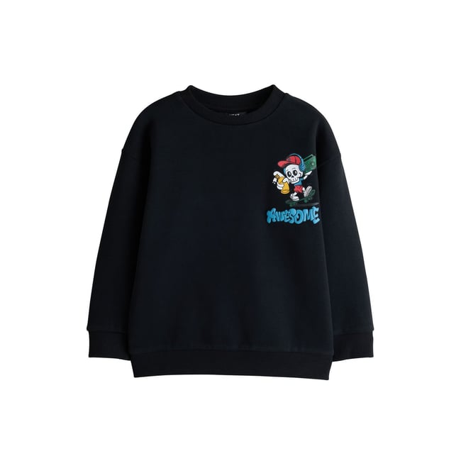 Pull ras du cou à motif noir <span itemprop=
