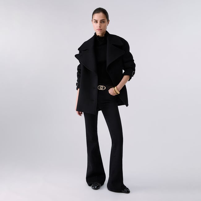 Jean bootcut taille haute denim noir <span itemprop=
