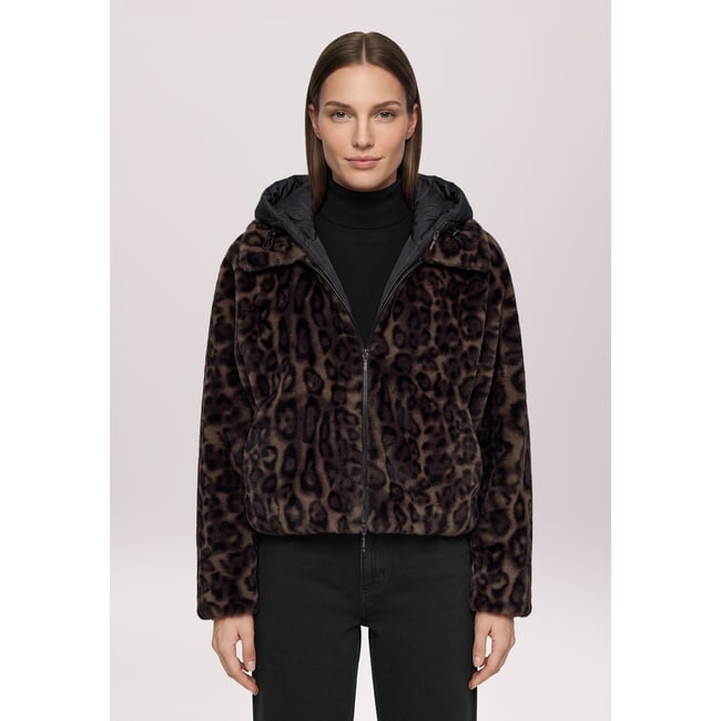 Veste en peluche avec partie veste sans manches amovible taupe/black <span itemprop=