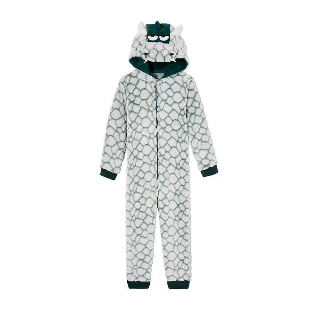 Combi-pyjama à capuche dragon vert <span itemprop=