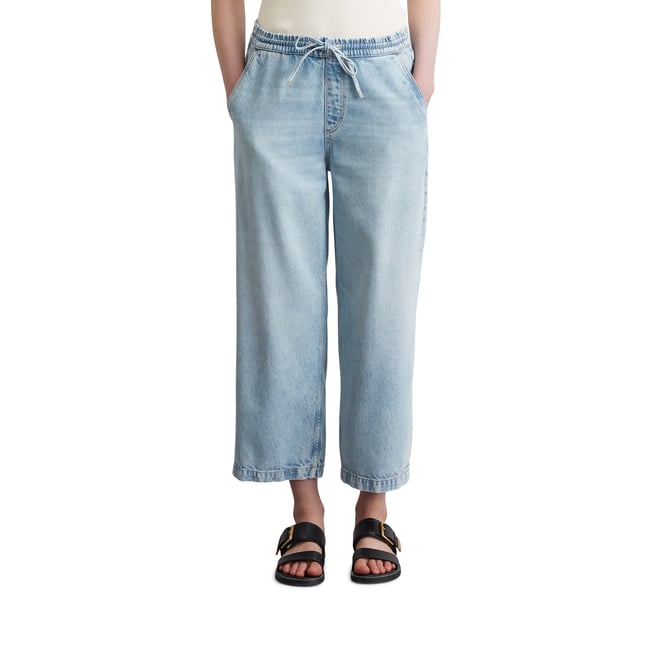 Pantalon fluide wide en mélange TENCEL™ Lyocell bleu clair <span itemprop=