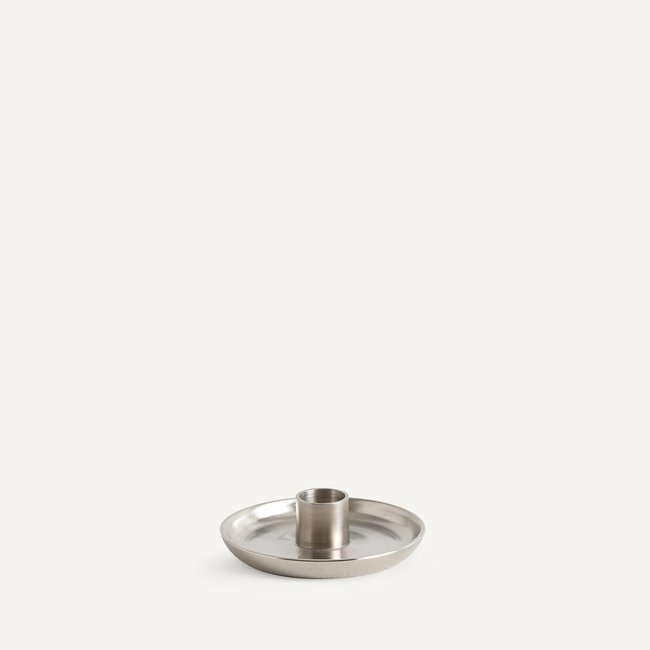 Bougeoir rond en aluminium, Vela Couleur argent <span itemprop=