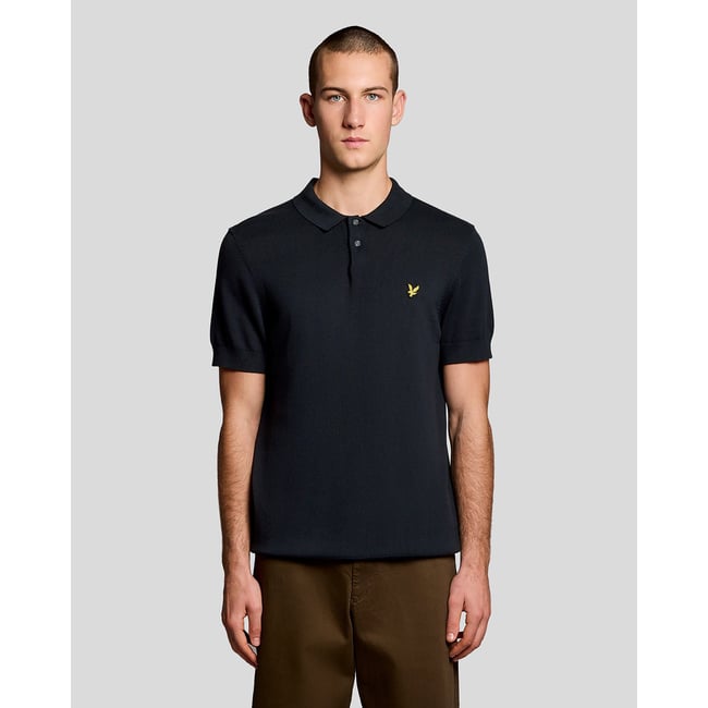 Polo en coton en maille bleu foncé marine <span itemprop=