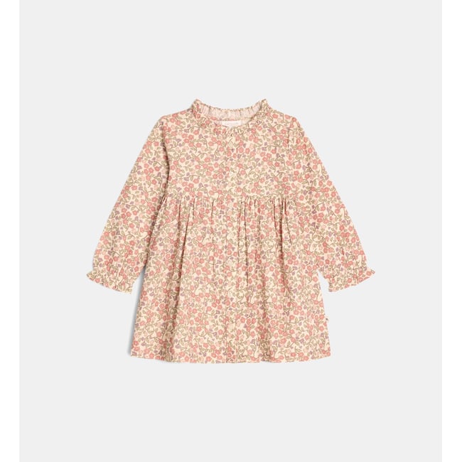 Robe ample tasmine en popeline de coton bio écru et multicolore <span itemprop=
