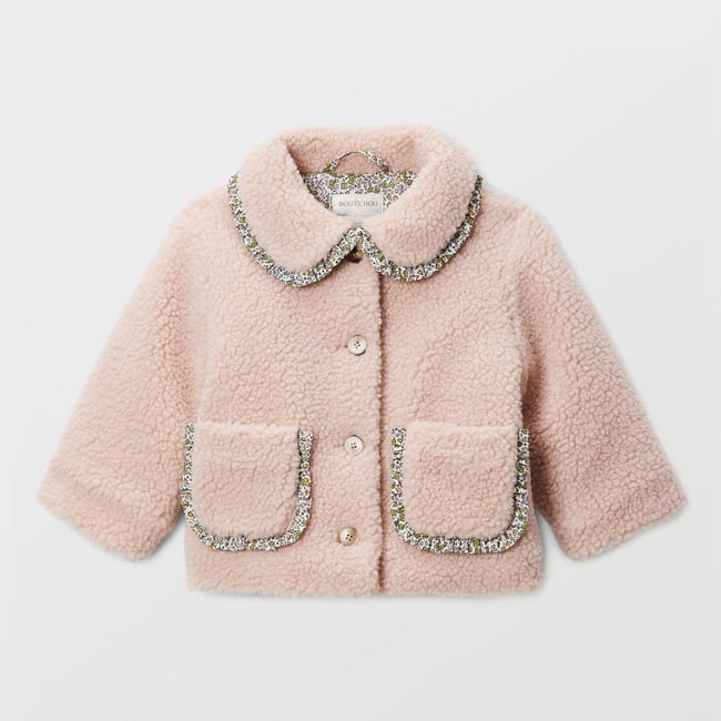 Veste en sherpa uni col brodé dragee <span itemprop=