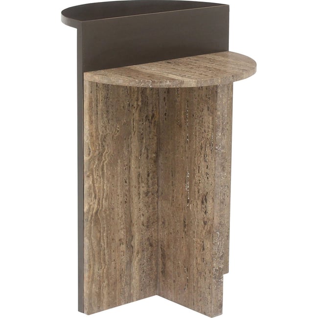 Table d'appoint en pierre collection RUSSO Couleur marron cendré <span itemprop=