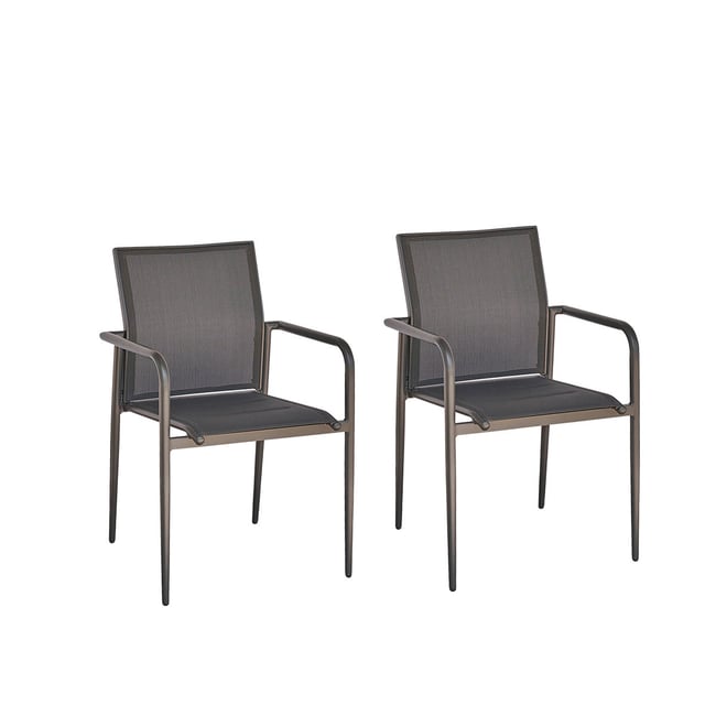 Lot de 2 fauteuils en aluminium et textilène  LAGON gris <span itemprop=