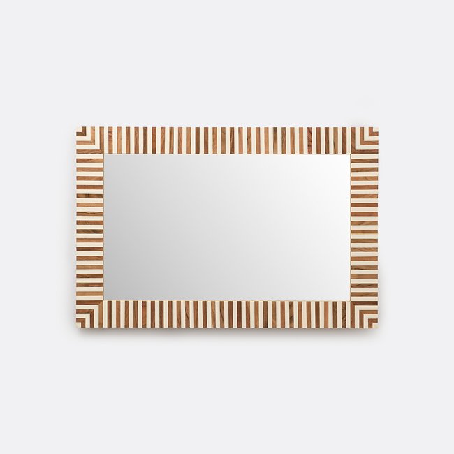 Miroir rectangulaire rayé, 60 x 90 cm, ARES naturel/blanc <span itemprop=