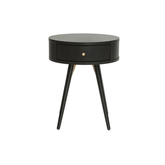 Table de chevet ronde avec tiroir D41 cm KORAL Couleur noir <span itemprop=