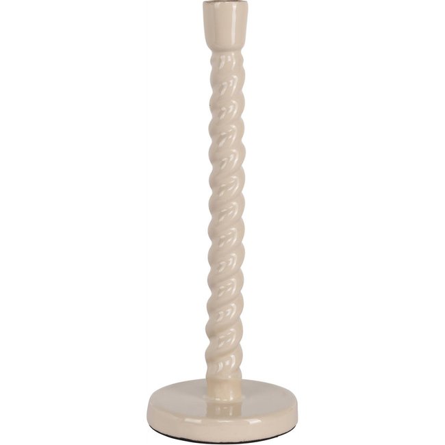 Bougeoir torsadé en aluminium Couleur tapioca <span itemprop=