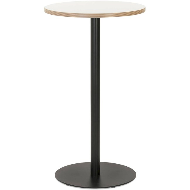 Table haute bois, pied métal, Stefan Couleur blanc et noir <span itemprop=