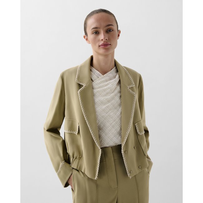 Blazer détails coutures khaki <span itemprop=