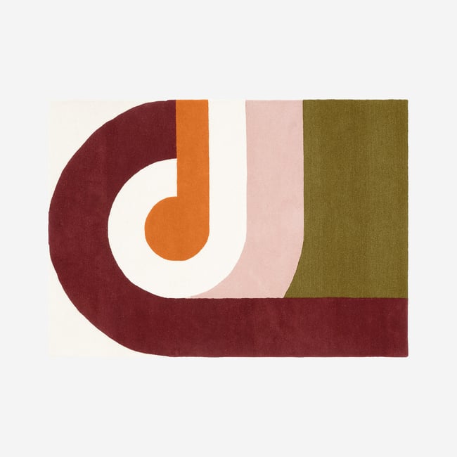 Tapis de salon laine BONNIE Couleur bordeaux, orange, rose poudré, bronze, multicolore <span itemprop=