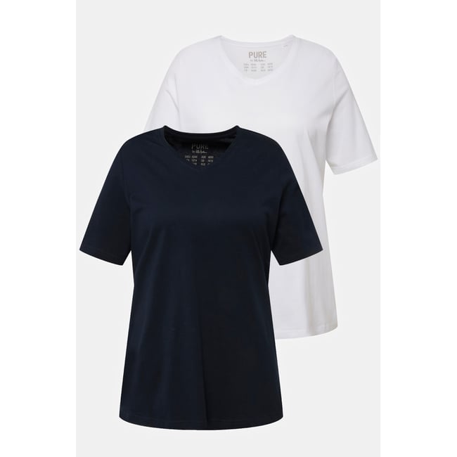 T-shirts en coton bio. Col en V et manches - ULLA POPKEN