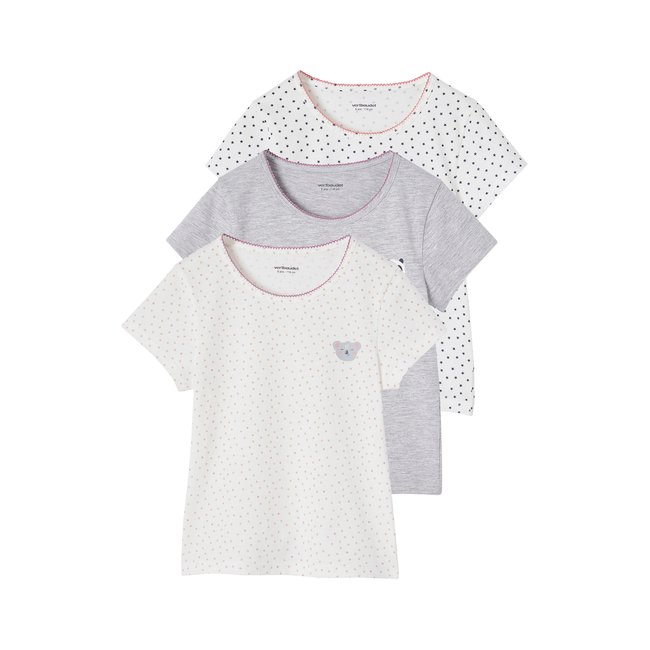 Lot de 3 Tee-shirts animaux manches courtes écru <span itemprop=