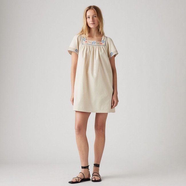 Babydoll-jurk, vierkante hals <span itemprop=