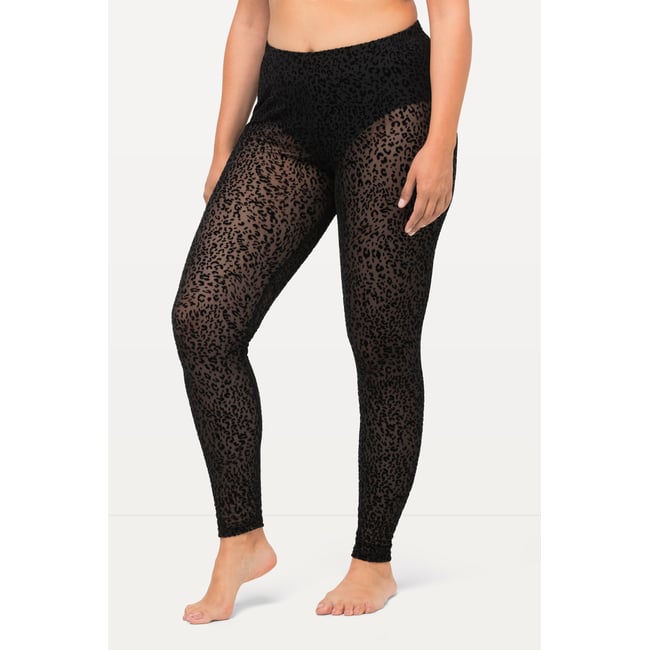 Legging en mesh à motif léopard noir <span itemprop=