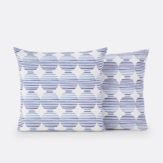 Glenans Spotted Striped 100% Cotton Pillowcase blue/white LA REDOUTE INTERIEURS