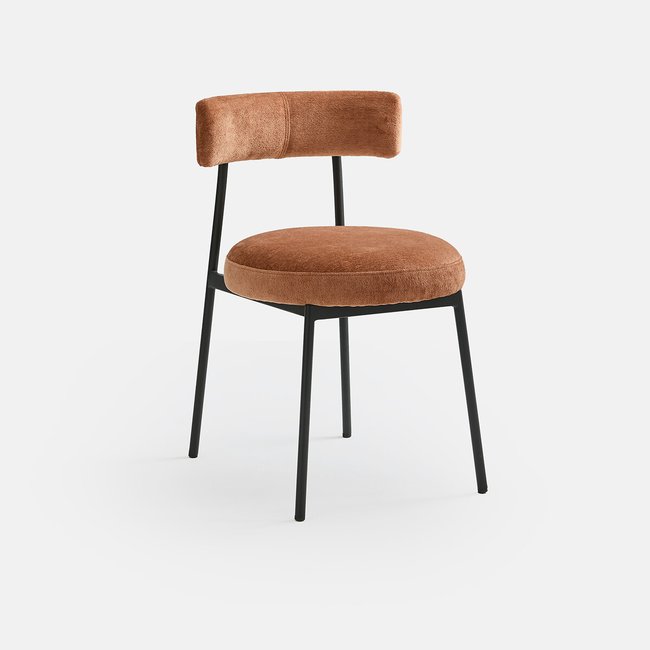Chaise en métal acier et tissu texturé, SARVIO Couleur terracotta <span itemprop=