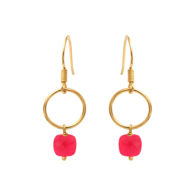 Boucles d'oreilles onyx rose dorées -  fidji rose <span itemprop=