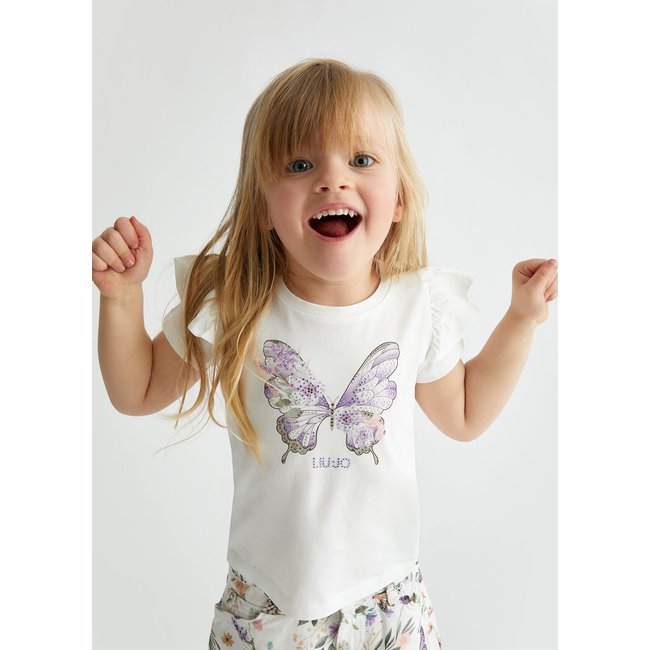 T-shirt en coton avec imprimé blanc <span itemprop=