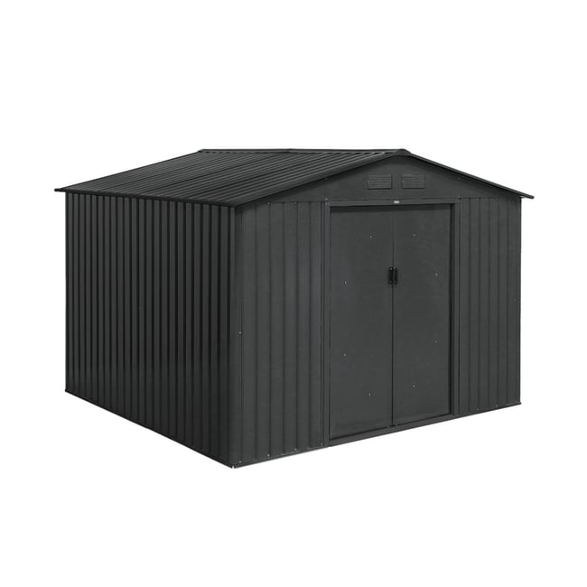 Abri de jardin métal 7,06m² avec kit d'ancrage CALAISIS anthracite <span itemprop=