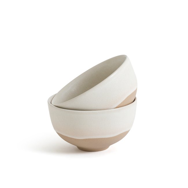 Set of 2 Amar Reactive Enamel Stoneware Bowls, ecru, LA REDOUTE INTERIEURS